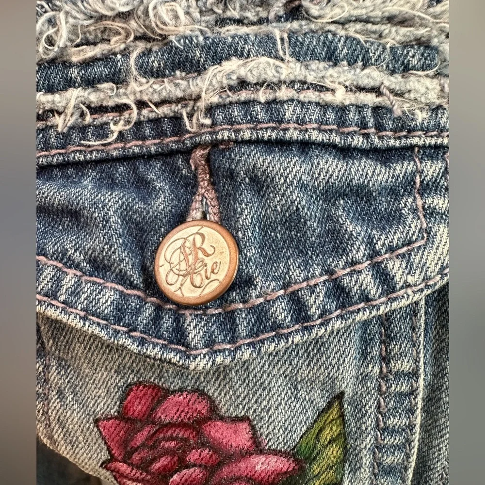 American Rag handpainted denim jean jacket Easter bunny rabbit sz LG girls OOAK - Picture 7 of 13